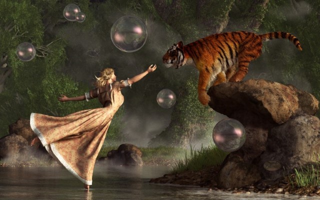 Surreal Tiger Bubble Waterdancer Dream
