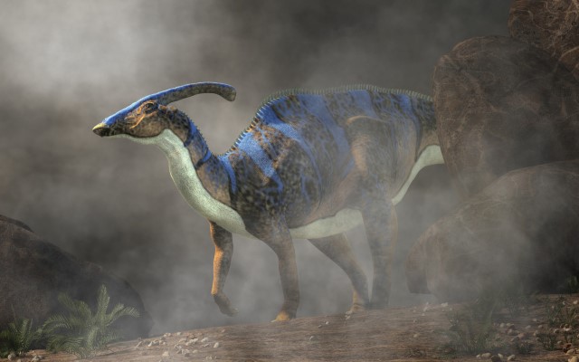 Parasaurolophus in Fog